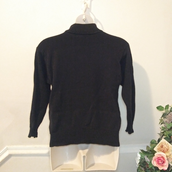 Vintage I.B. Diffusion Black "Santa's Sleigh" Bead Trimmed Christmas Sweater - Picture 7 of 11